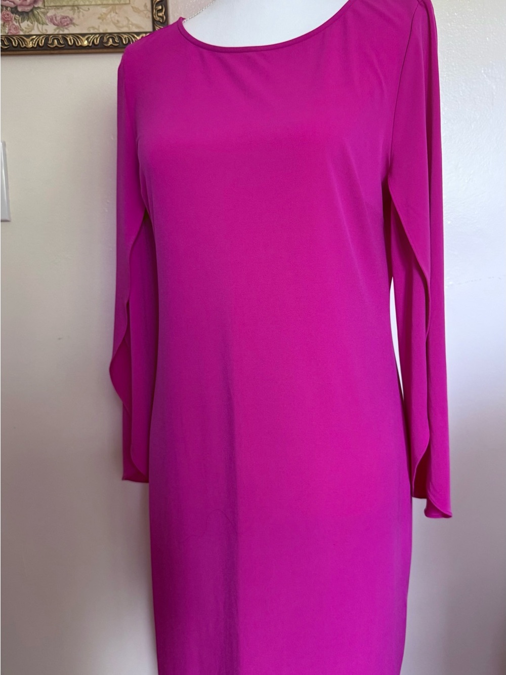 Fuchsia Long-Sleeve Shift Dress